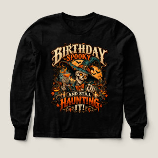 Skrämmande Födelsedags Skelett Häxa Halloween Fest T Shirt