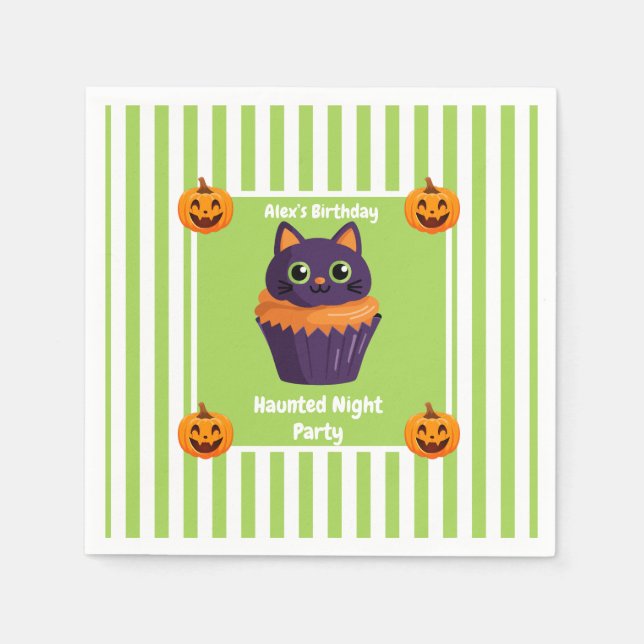 Skrämmande födelsedagsfest på halloween-natten pappersservett (Framsidan)