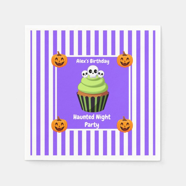 Skrämmande födelsedagsfest på halloween-natten pappersservett (Framsidan)