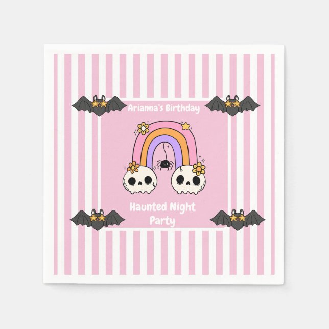 Skrämmande födelsedagsfest på halloween-natten pappersservett (Framsidan)