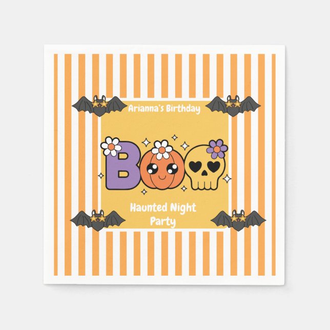 Skrämmande födelsedagsfest på halloween-natten pappersservett (Framsidan)