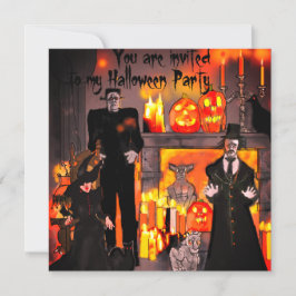 Skrämmande Frankenstein Spökhus Halloween Inbjudningar