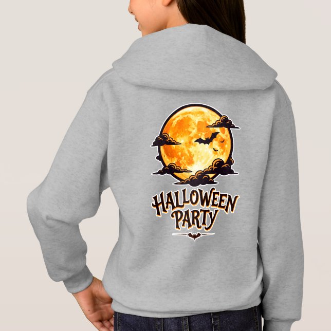 Skrämmande fullmåne & fladdermöss Halloweenfest T Shirt (Baksida)