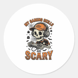 Skrämmande Gamer Skelett Vintage Halloween Tröja D Runt Klistermärke