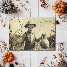 Skrämmande gammaldags skelett majsfält Halloween Vykort