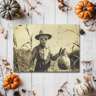 Skrämmande gammaldags skelett majsfält Halloween Vykort