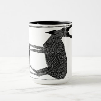 Skrämmande get när man dricker kaffe! Abstrakt Mugg