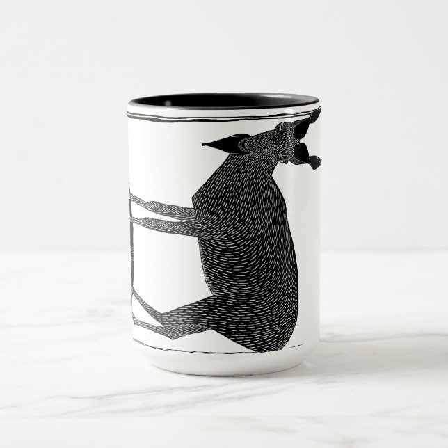 Skrämmande get när man dricker kaffe! Abstrakt Mugg (Center)