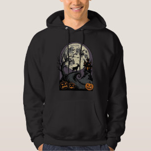 Skrämmande getmåned gammal halloween silhuett kons hoodie