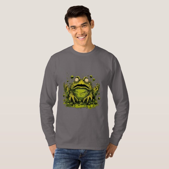 Skrämmande giftig mutantgroda långärmad t shirt (Hel framsida)