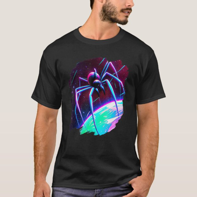 Skrämmande gigantisk mutantspindel i rymden t shirt (Framsida)