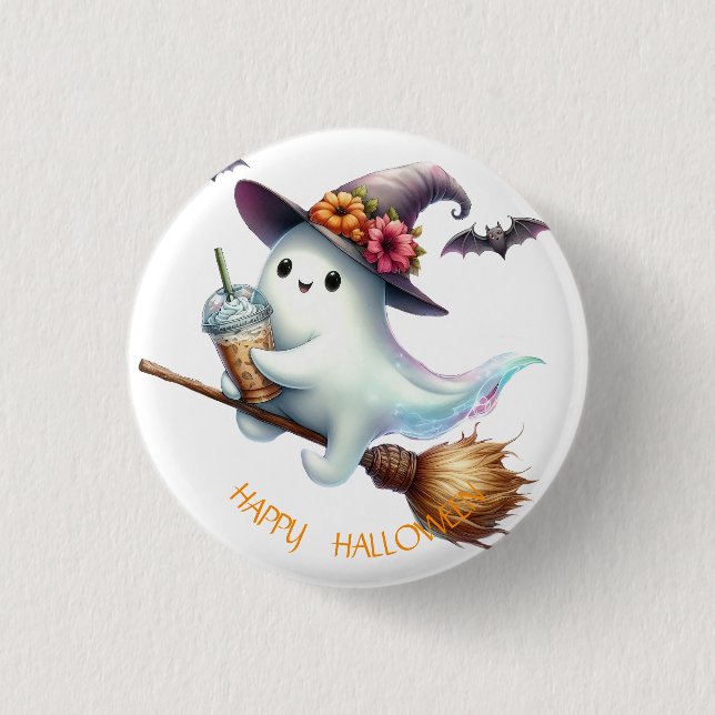 Skrämmande Glad Halloween Knapp (Framsida)