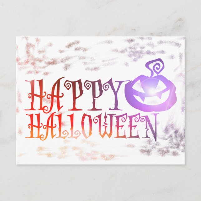 Skrämmande Glad Halloween Pumpa Vykort (Framsida)
