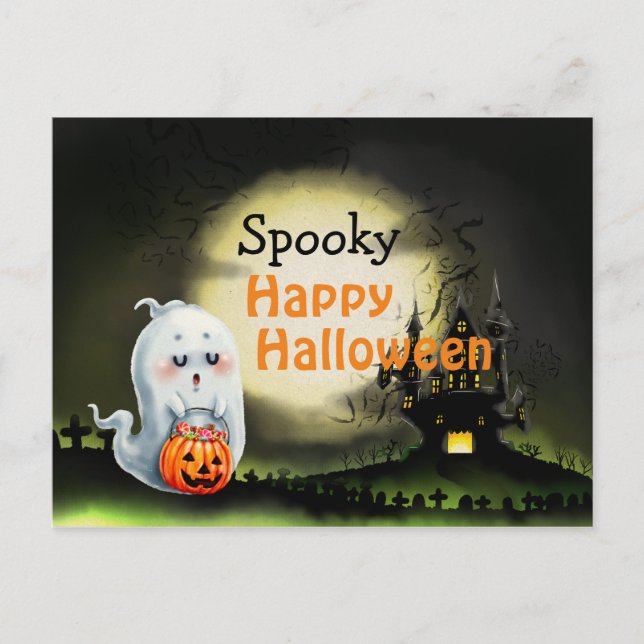 Skrämmande Glad Halloween Vykort (Framsida)