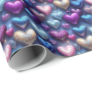Skrämmande Glossy Heart Gift Wrap: Radiant Eleganc Presentpapper