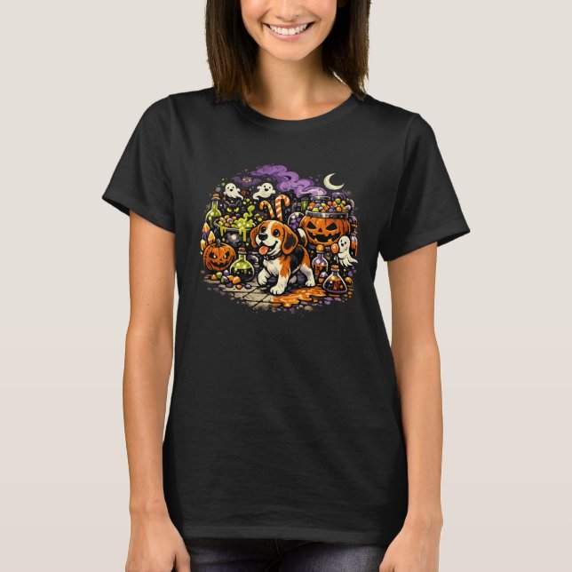 Skrämmande godis laboratorie Beagle  T Shirt (Framsida)