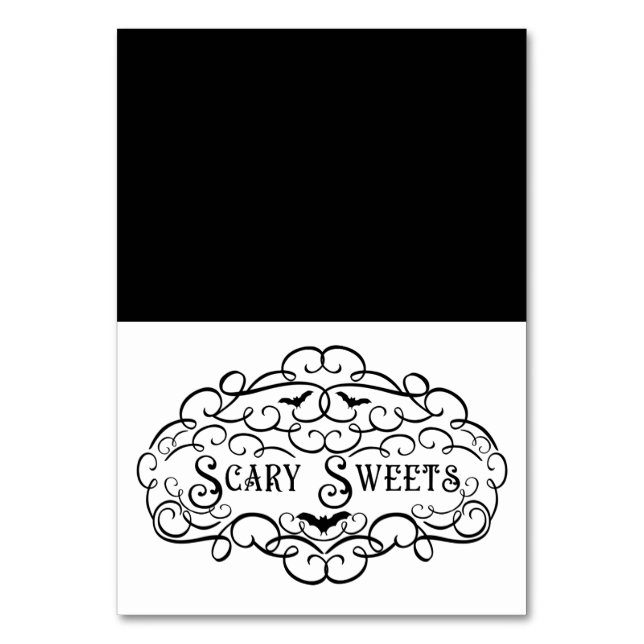 Skrämmande Godis Vintage Halloween Mat Tält Bordsnummer (Framsidan)