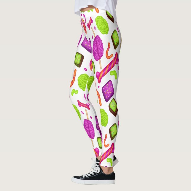 Skrämmande godis-zombieblandning för Halloween Leggings (Vänster)
