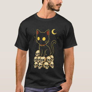 Skrämmande Goth Katt Söt Kisse på Döda Kallar Hall T Shirt