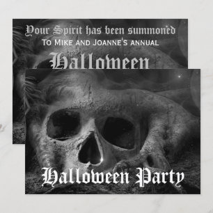 Skrämmande gotisk dödskalle Halloweenfest Inbjudningar
