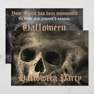 Skrämmande gotisk dödskalle Halloweenfest Inbjudningar