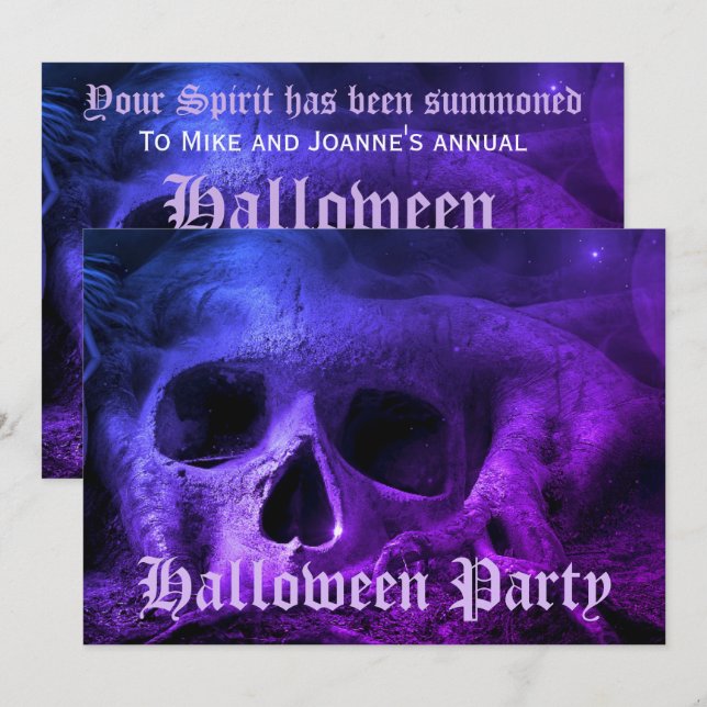 Skrämmande gotisk dödskalle Halloweenfest Inbjudningar (Fram/baksida)
