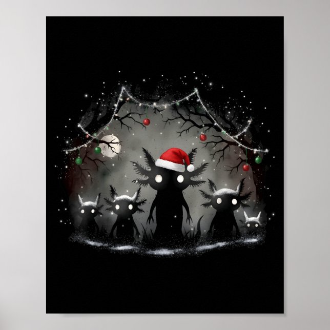 Skrämmande gotisk jul Axolotl Estetisk Skräck N Poster (Framsidan)