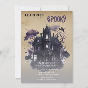 Skrämmande gotiskt spökhus Halloween Inbjudningar