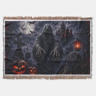 Skrämmande Grim Reaper Halloween-kastfilt – Goth Filt