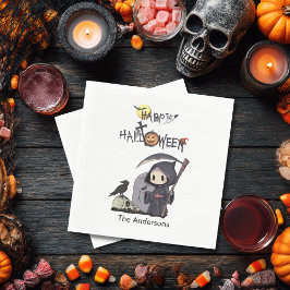 Skrämmande Grim Reaper Kyrkogård Gotisk Halloween Pappersservett