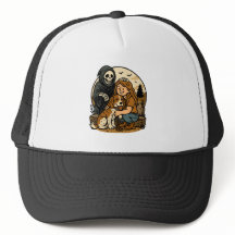 Skrämmande Grim Reaper med tjej- och hundskelettko