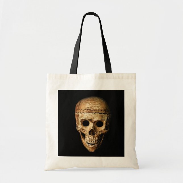 Skrämmande grinande dödskalle Halloween Tygkasse (Framsidan)