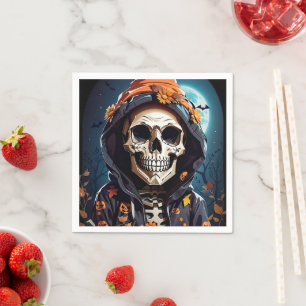 Skrämmande grinande skelett Halloween Pappersservett