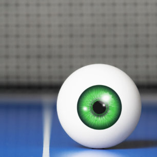 Skrämmande grön ögoniris rolig bordtennisboll pingisboll