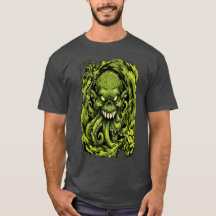 Skrämmande grön tentakel monster grafisk t-shirt