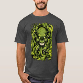Skrämmande grön tentakel monster grafisk t-shirt