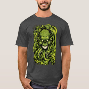 Skrämmande grön tentakel monster grafisk t-shirt