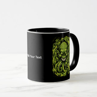 Skrämmande grön tentakelmonster kaffemugg