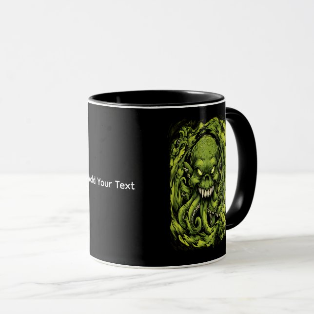 Skrämmande grön tentakelmonster kaffemugg (Framsida höger)