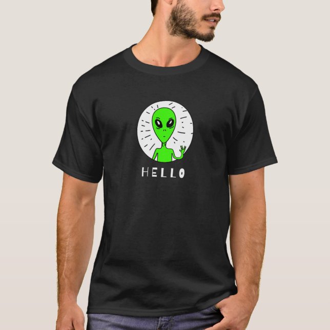 Skrämmande Grön Utomjording T Shirt (Framsida)