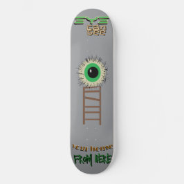 Skrämmande grönt öga skateboard att titta på