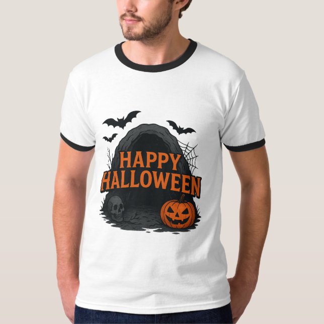 Skrämmande grotta Halloween välkomst T-shirt (Framsida)