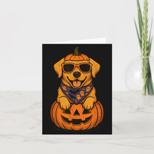Skrämmande gul Labrador Retriever Pumpa Halloween Kort (Framsida)