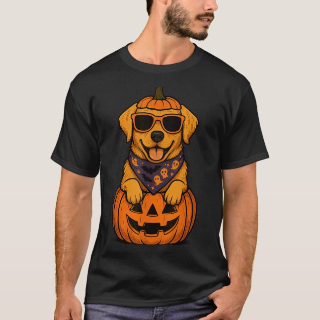 Skrämmande gul Labrador Retriever Pumpa Halloween T Shirt (Framsida)