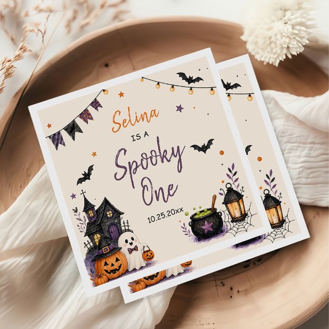 Skrämmande Halloween 1-års födelsedag Flicka Spöke Pappersservett (Skapare uppladdad)