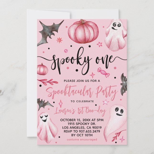 Skrämmande Halloween 1-års födelsedag Inbjudningar (Framsida)