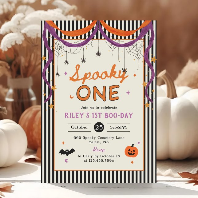 Skrämmande Halloween 1-års födelsedag Inbjudningar (Skapare uppladdad)