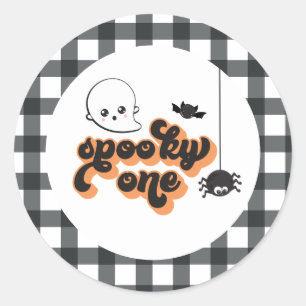 Skrämmande Halloween 1-års födelsedag Runt Klistermärke
