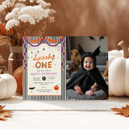 Skrämmande Halloween 1-års födelsedagsfoto Inbjudningar