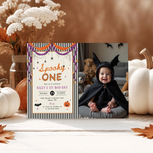 Skrämmande Halloween 1-års födelsedagsfoto Inbjudningar (Skapare uppladdad)